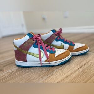 Nike Dunk 6.0 High Swan Metallic Gold— Size 8.5